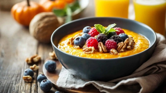 Гарбузова каша з ягодами та горіхами