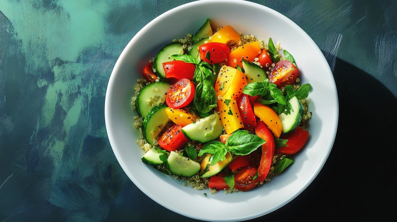 Салат з кіноа та свіжими овочами